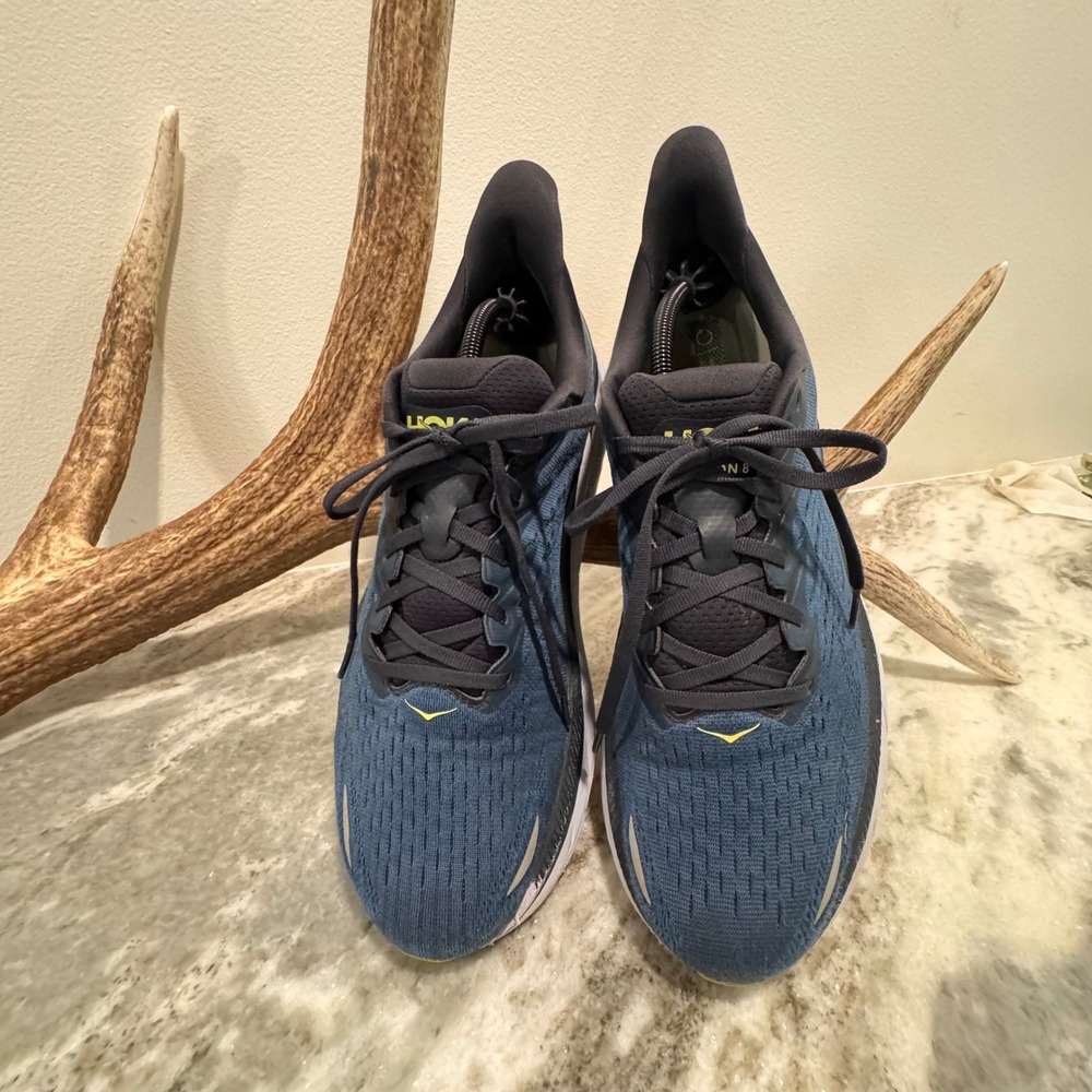 Hoka Clifton 8 Mens 12.5D Blue Coral Butterfly Running Shoes 1119393 BCBT